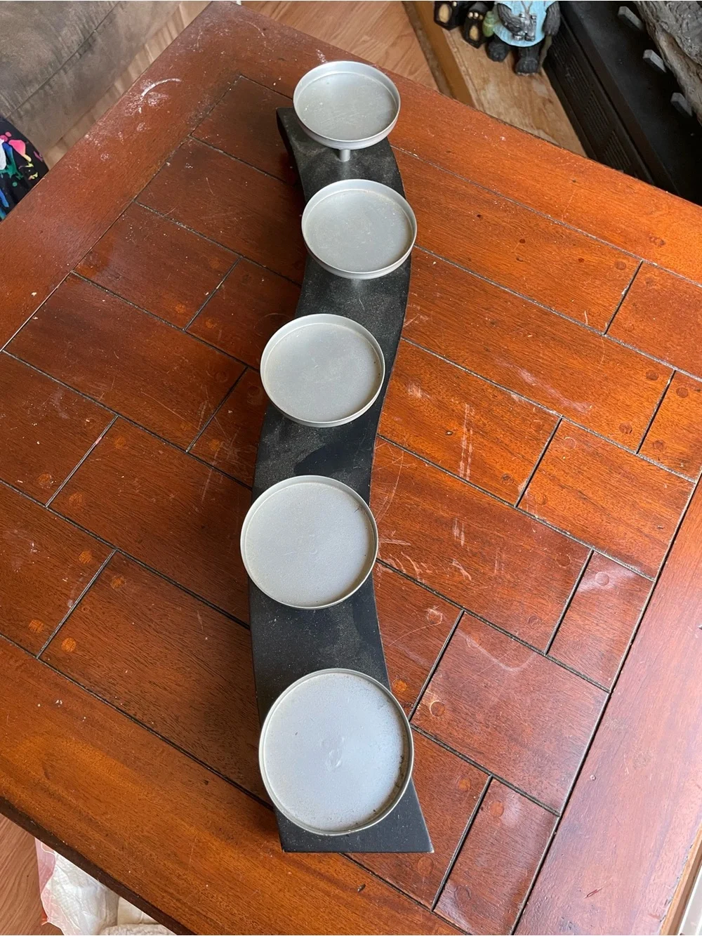 Modern Black Metal 5-Candle Holder